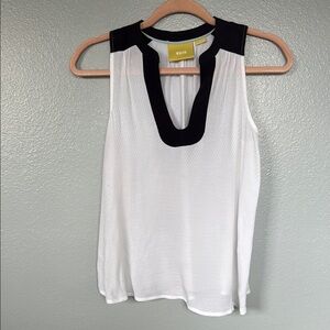 Anthro MAEVE size 0 White and Black Sleeveless Top